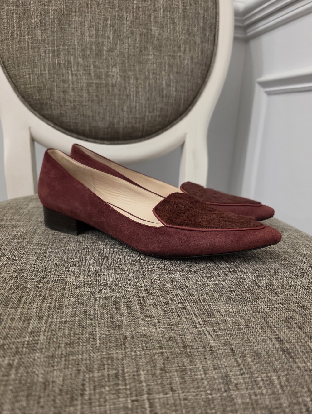 Cole Haan Burgundy Suede Calfhair Flats Size 8 EUC